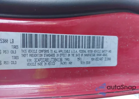 2018 Dodge Journey Se from USA, damaged, VIN 3C4PDCAB1JT384136